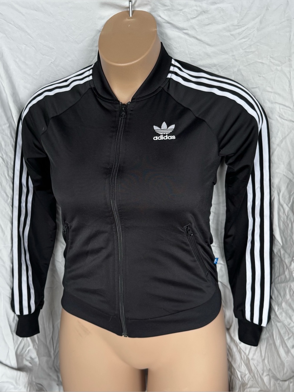 adidas Black Track Jacket with White Three-Stripes